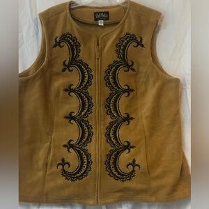 Vintage 1980s Bob Mackie Wearable Art Embroidered Fleece Vest Size 1X